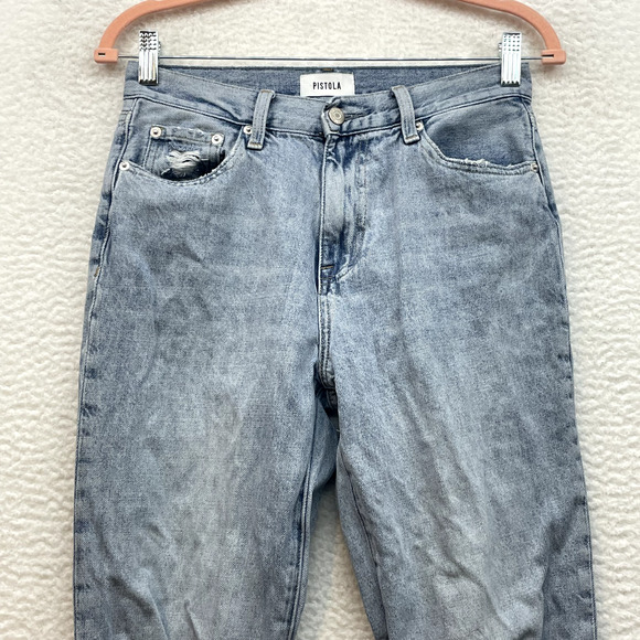 Pistola Jeans Womens 26 Blue Presley Relaxed Roller Revolve Straight Thrashed - Picture 4 of 13